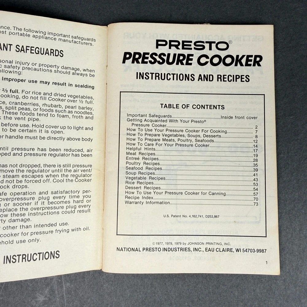 Vintage Presto Pressure Cooker Recipe Books Model 40 Instructions Set Fair